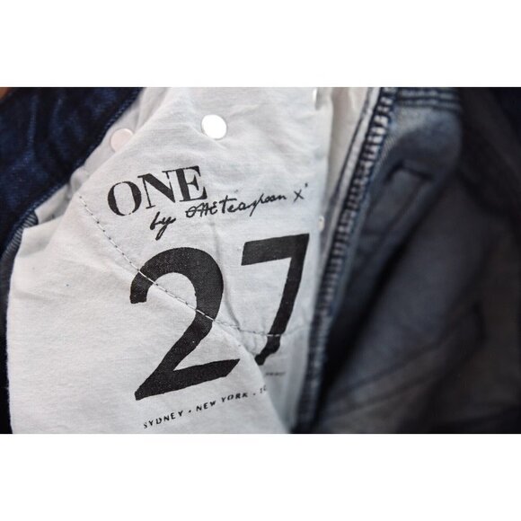 One Teaspoon Sz 27 Trashed Freebirds Crop Denim Jeans Skinny Dark Blue Women NWT - Picture 7 of 11